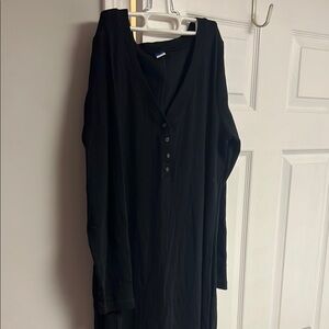 B. Black Long Sleeve Henley Dress